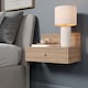image 2 of Pair of Kelly Wall-Mounted Bedside Cabinets with Drawer - Modern Floating Bedside Tables | Brown | Oak Effect | One Size | 2