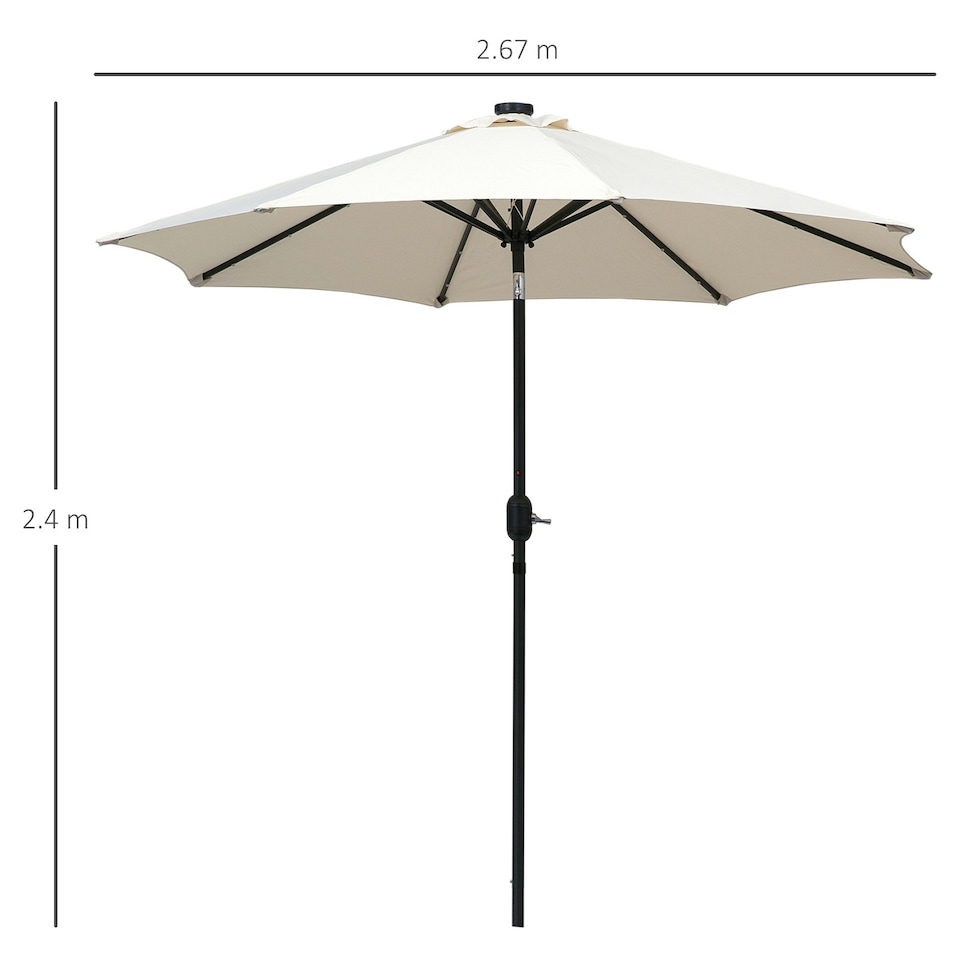 image 1 of Outsunny Outdoor Garden Solar Power 24 LED light Parasol Sun Umbrella Crank Tilt