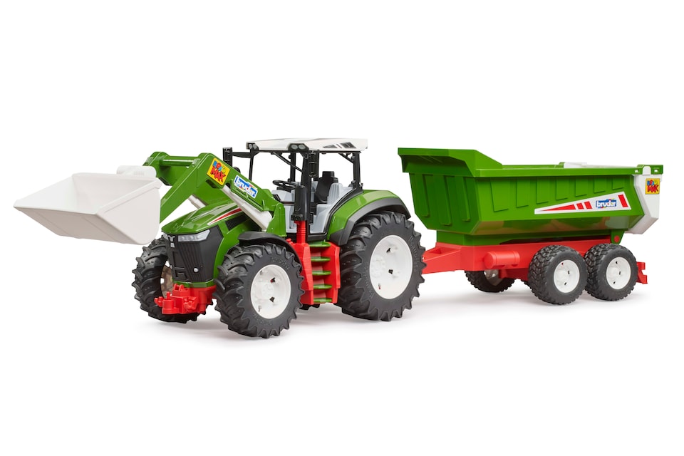 image 1 of Bruder ROADMAX Tractor with frontloader tipping trailer Construction Loader Model