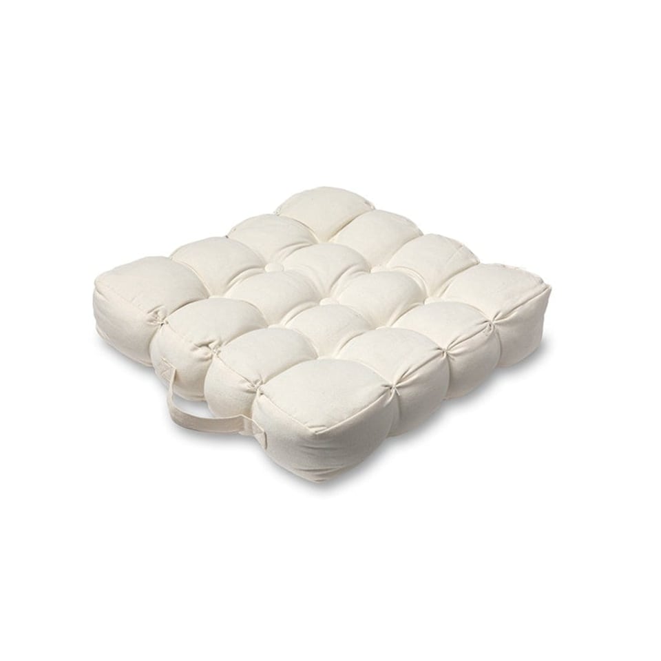 image 1 of Quilted Button Seat Pad Cushion Booster 100% Cotton Cover 45cm Square | Grey