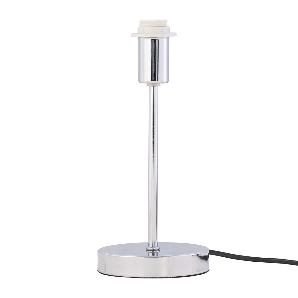 image 1 of Set of 2 Chrome Touch Table Lamps with Ochre Mustard Fern Shades | Chrome | Polished chrome plate and ochre cotton with silver inner detail | 2