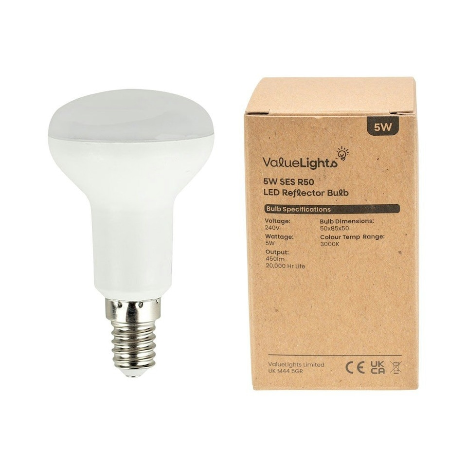 image 1 of ValueLights 6 Pack E14 White Plastic Spotlight LED 5W Warm White 3000K 450lm Light Bulb