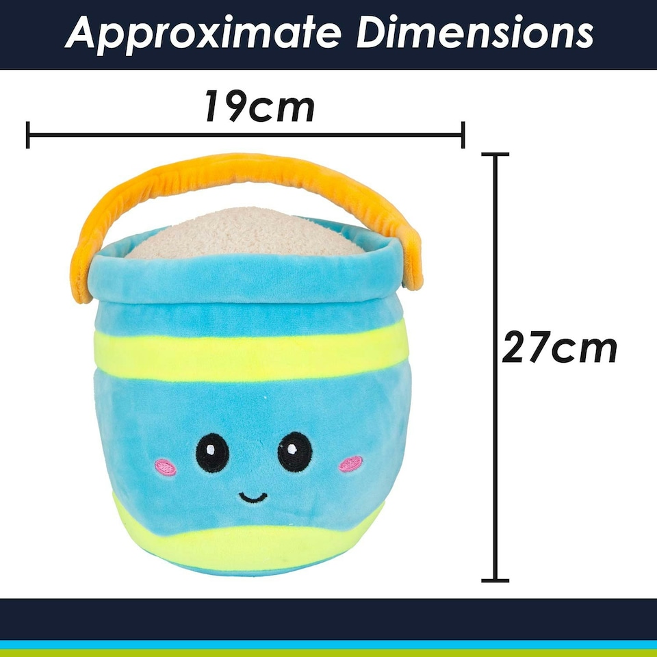 image 1 of Bucket Soft Toy Cute Plushie Huggable Cuddly Stuffed Toy 27cm Blue