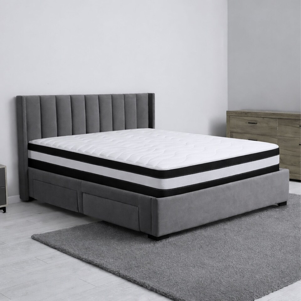 image 1 of 8 Inch Deep Black and White 3D Airflow Micro Quilted Foam Free Mattress | Black | King