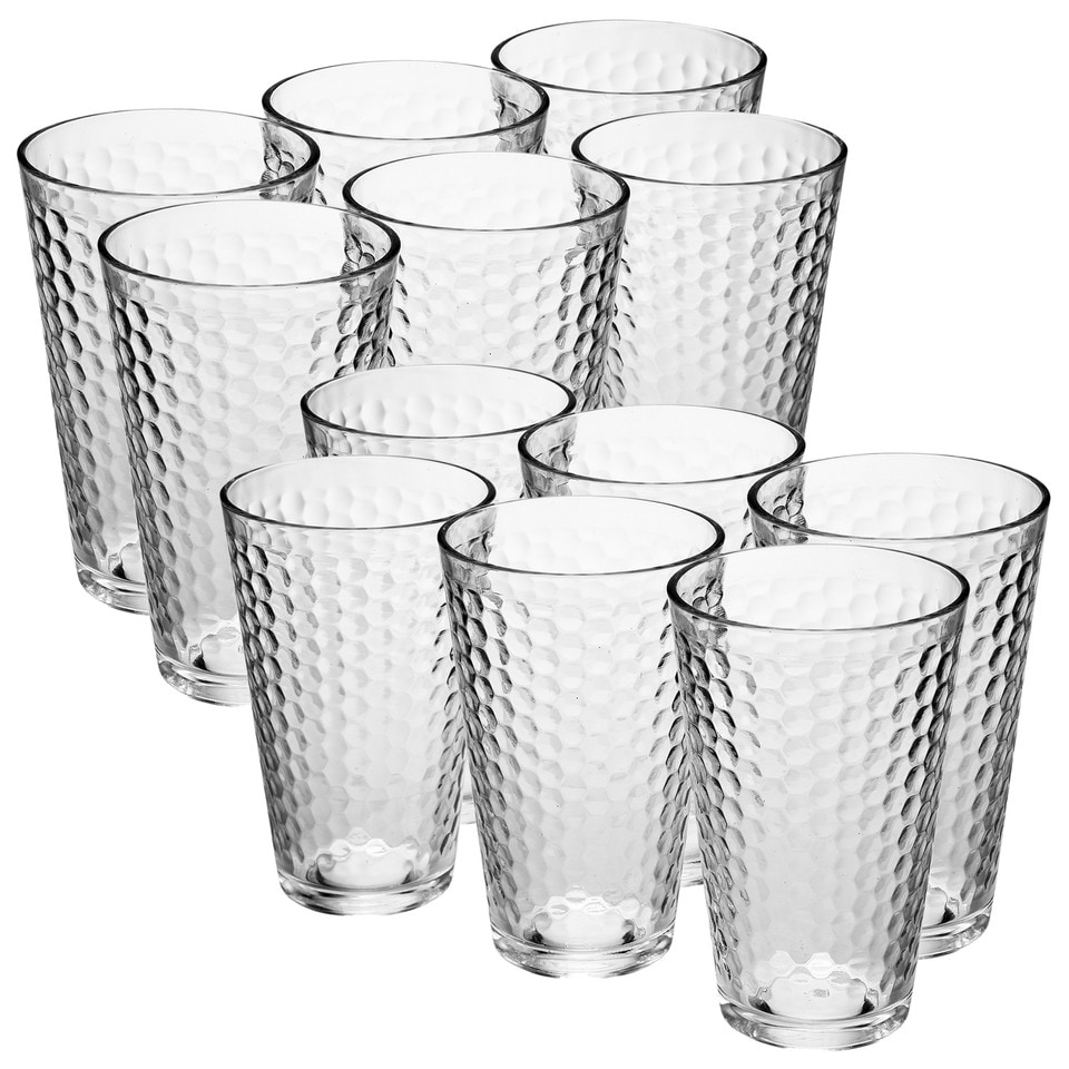 image 1 of 300ml Drinking Glasses Sets Glassware Cup Patterned Water Juice Cocktail Tumbler | Clear | Clear | Set of 12 Berlin