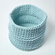image 2 of Homescapes Pastel Blue Cotton Knitted Round Storage Basket - 42 x 37 cm Blue | L