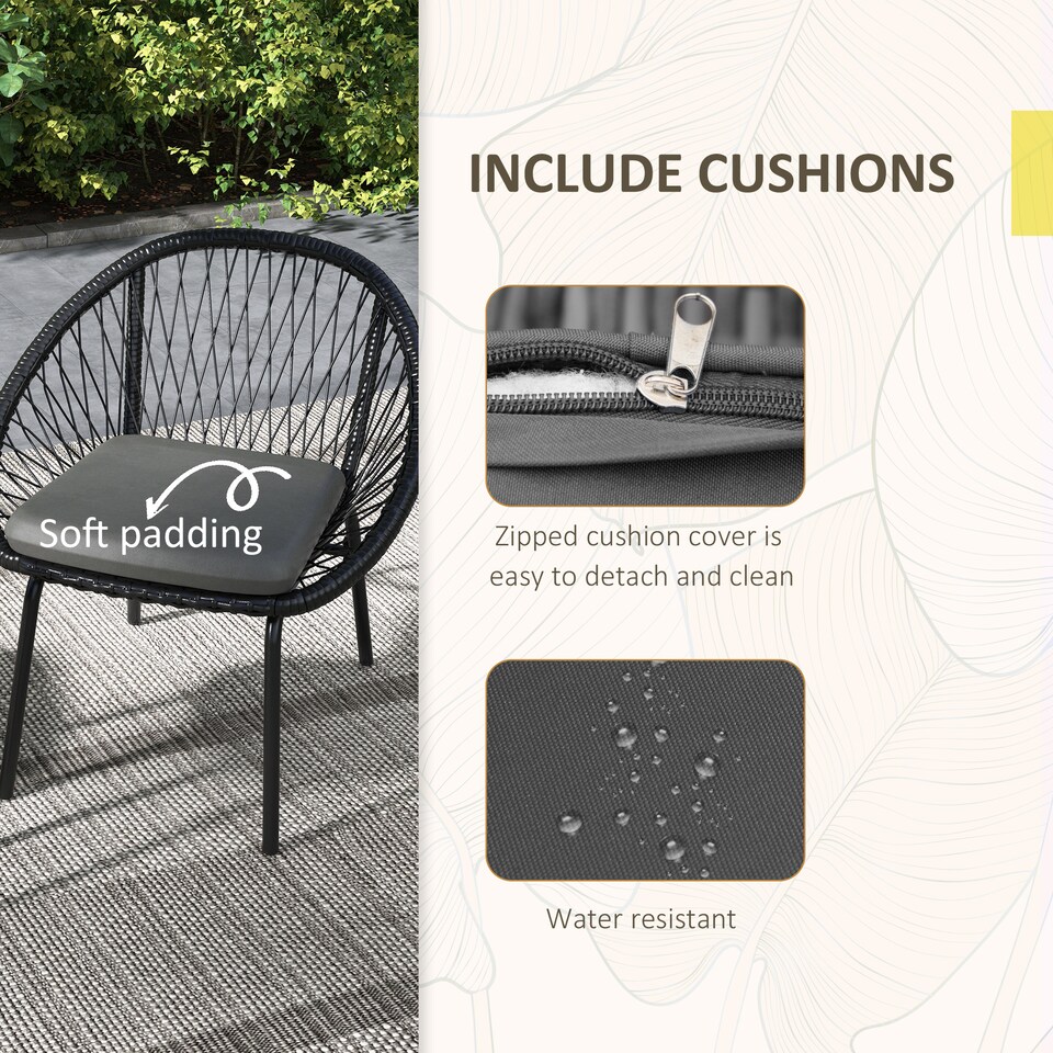 image 1 of Outsunny 3 Piece Garden Furniture Set, Bistro Set w/ 2 Chairs & 1 Coffee Table