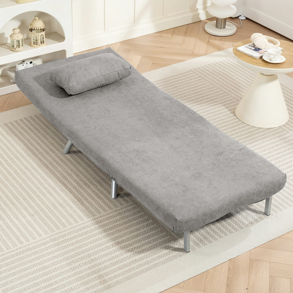 image 1 of HOMCOM 2-in-1 Folding Sofa Bed with 5-level Adjustable Backrest, Grey
