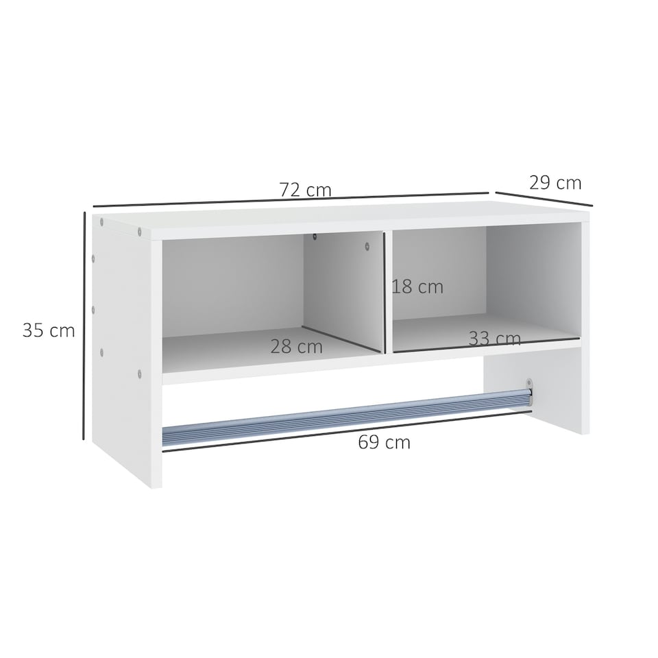 image 1 of HOMCOM Wall Mounted Storage Hat Rack Hanging Coat Organizer Hanger Home White