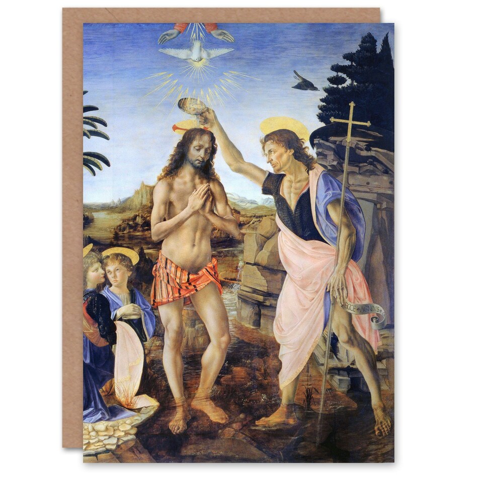image 1 of Leonardo da Vinci Art Card Verrocchio Baptism of Christ