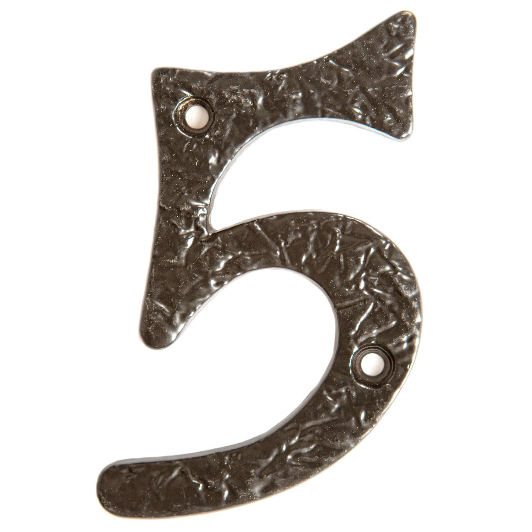 Hammer and Tongs Rustic Iron Numeral - Number 5 - H85mm in Grey