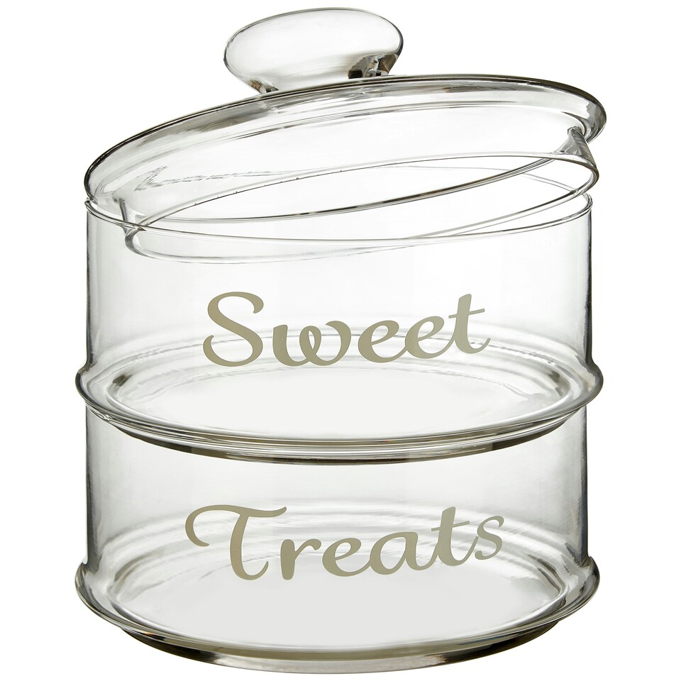 image 1 of Interiors by Premier Durable Stackable 2Pc Glass Storage Jar, Stylish Glass Container For Kitchen, Airtight Lid Storage Container