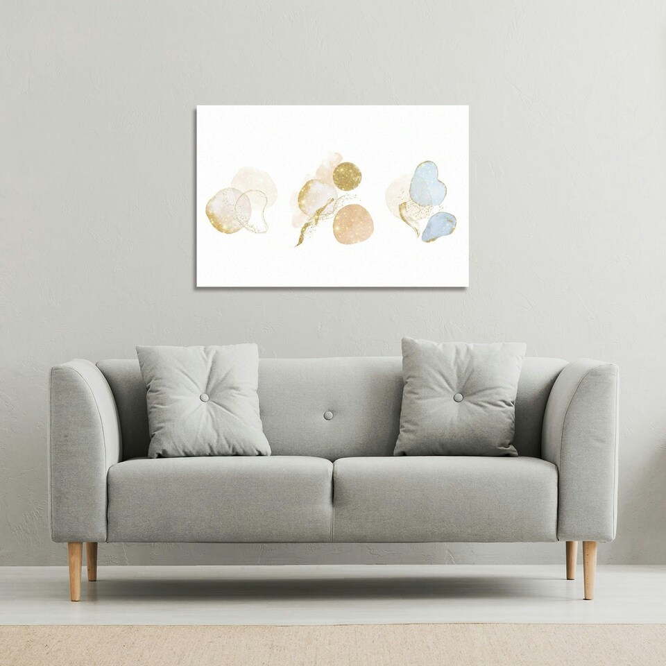image 1 of blue, white, beige watercolor illustration & elements (Canvas Print)