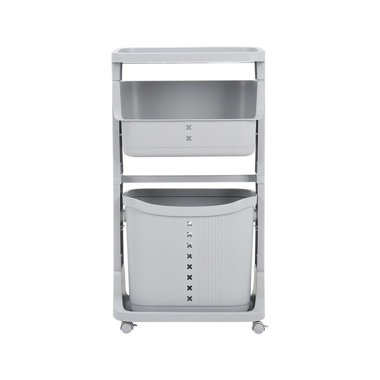 Living And Home 3-Tier Storage Rack Laundry Basket With Wheels