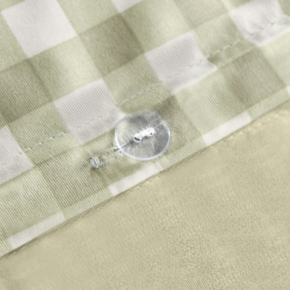 image 1 of OHS Bee Check Reversible Print Duvet Quilt Cover Bedding Set, King - Sage Green