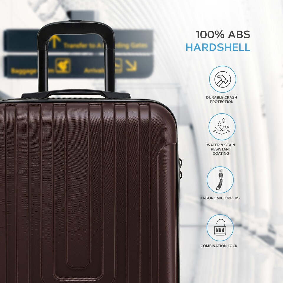 image 1 of Flight Knight Premium Hard Shell Lightweight Cabin Suitcase - 8 Wheels - TSA Lock & USB Port - 100 Airlines Approved Including Ryanair Priority - 55x40x20cm Purple | Burgundy | Cabin Bag