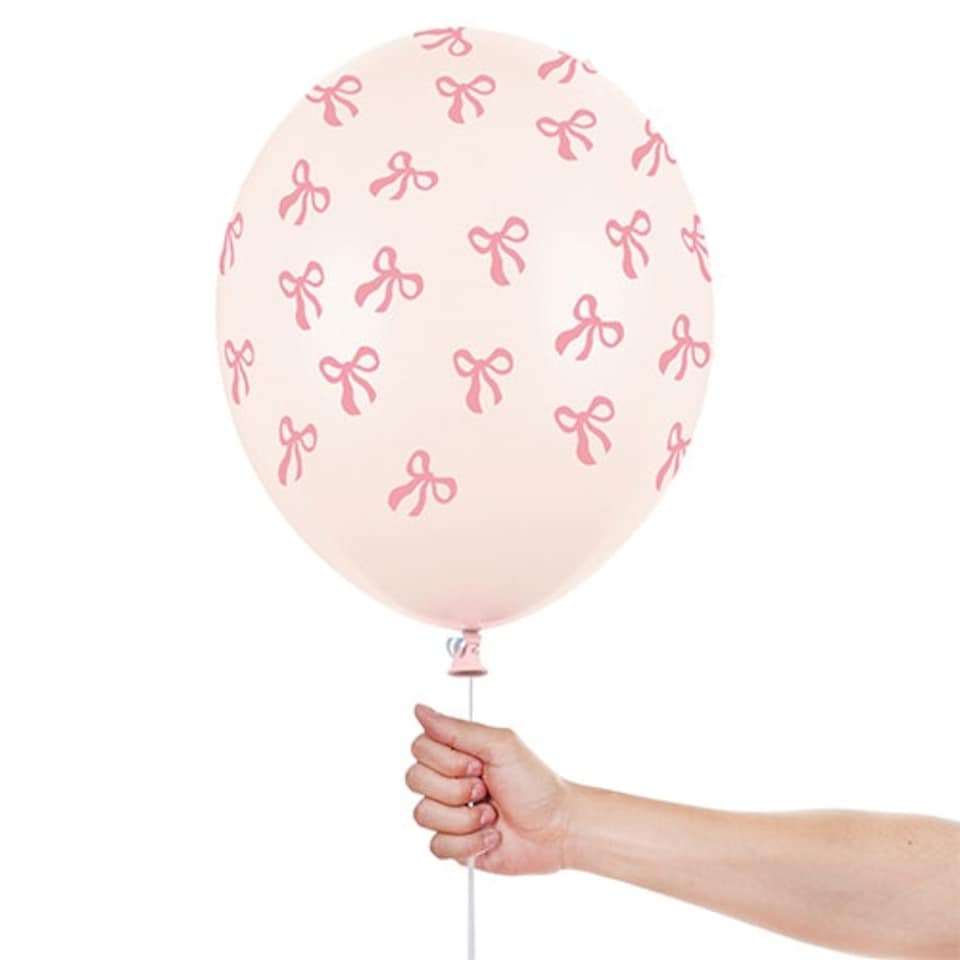 image 1 of Pink & Cream Bows Latex Balloons 30cm / 12 in - Pack of 6 | Pink