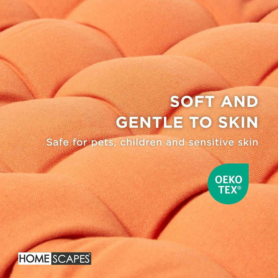 image 1 of Homescapes Garden Bench Cushion Luxury 3 Seater Cotton Indoor Outdoor Seat Pad | Orange | 143 x 48 cm | 1