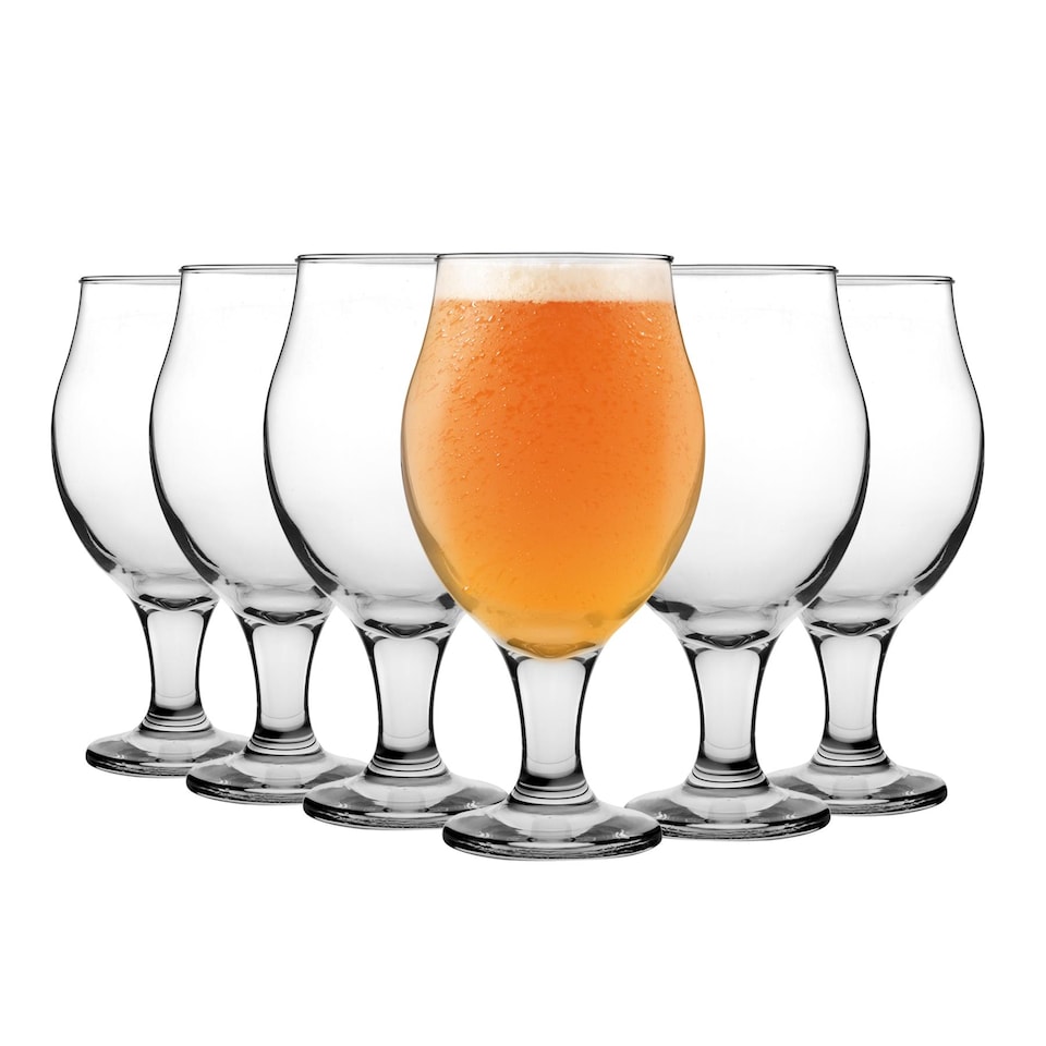image 1 of LAV Angelina Tulip Beer Glasses - 570ml - Clear - Pack of 6 | Clear | Clear