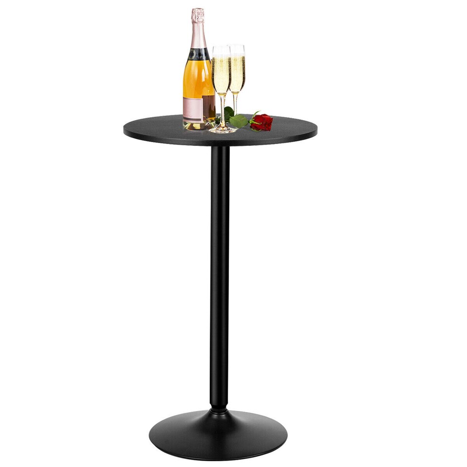 image 1 of COSTWAY Counter Bistro Pub Tables Round Bar Table with Fixed Tabletop and Stable Base