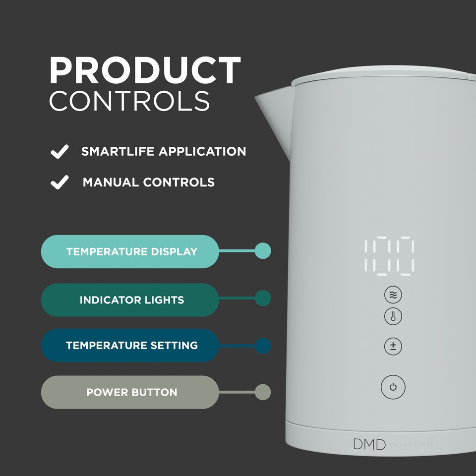 image 1 of 1.5L Smart Kettle, Wi-Fi Touchscreen, App Operated, Voice Control 2200W