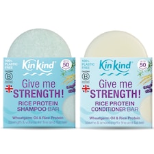 KinKind Give me STRENGTH Rice Water Protein Solid Shampoo Bar and Conditioner Bar Set. For Hair Growth, Menopause, Thickening & Volume