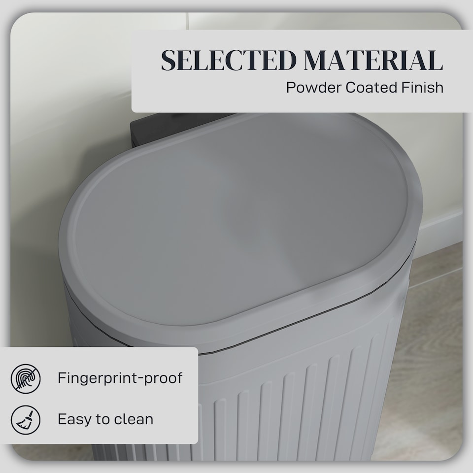 image 1 of HOMCOM 30L Pedal Bin, Metal Kitchen Bin with Soft-close Lid, Grey
