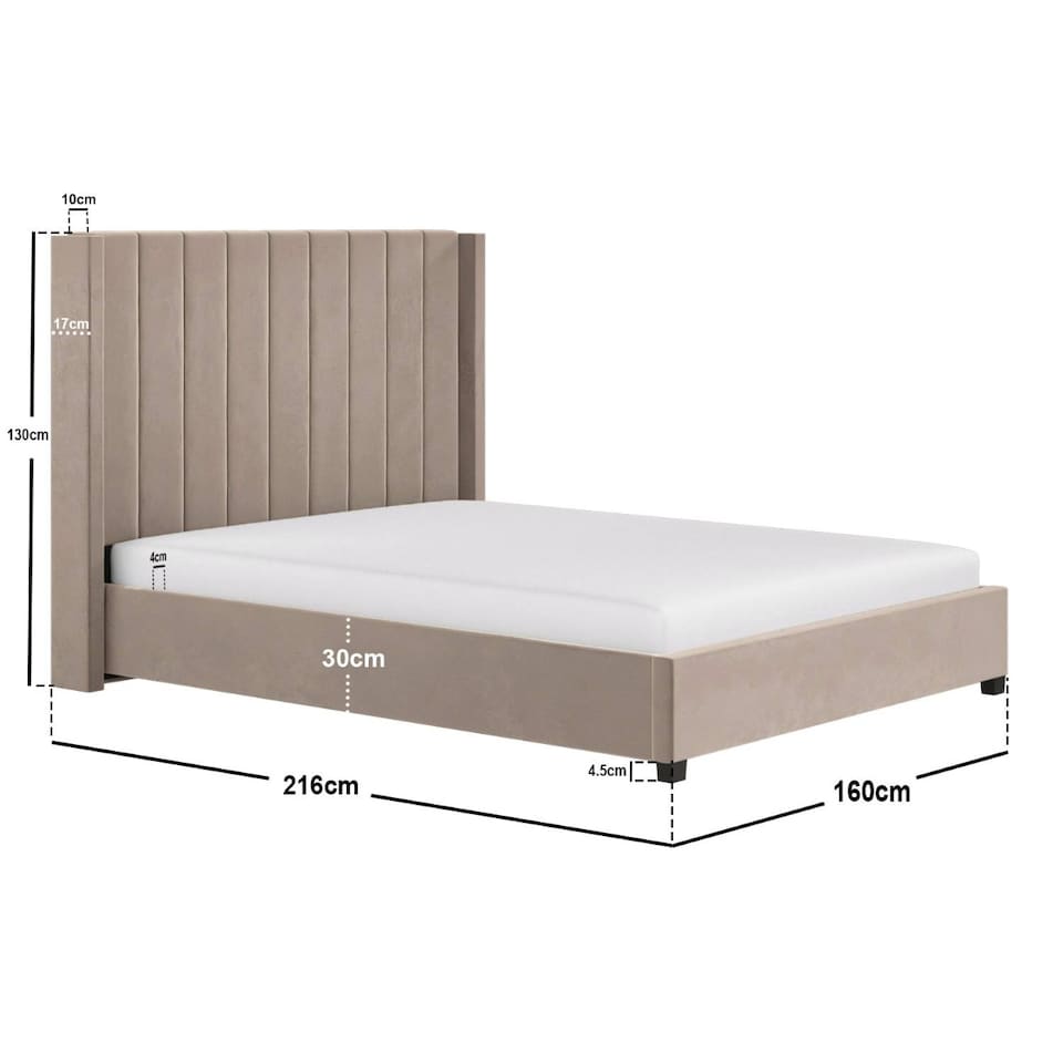 image 1 of Flair Tiggy Kingsize Ottoman Bed with Winged Headboard Beige Velvet