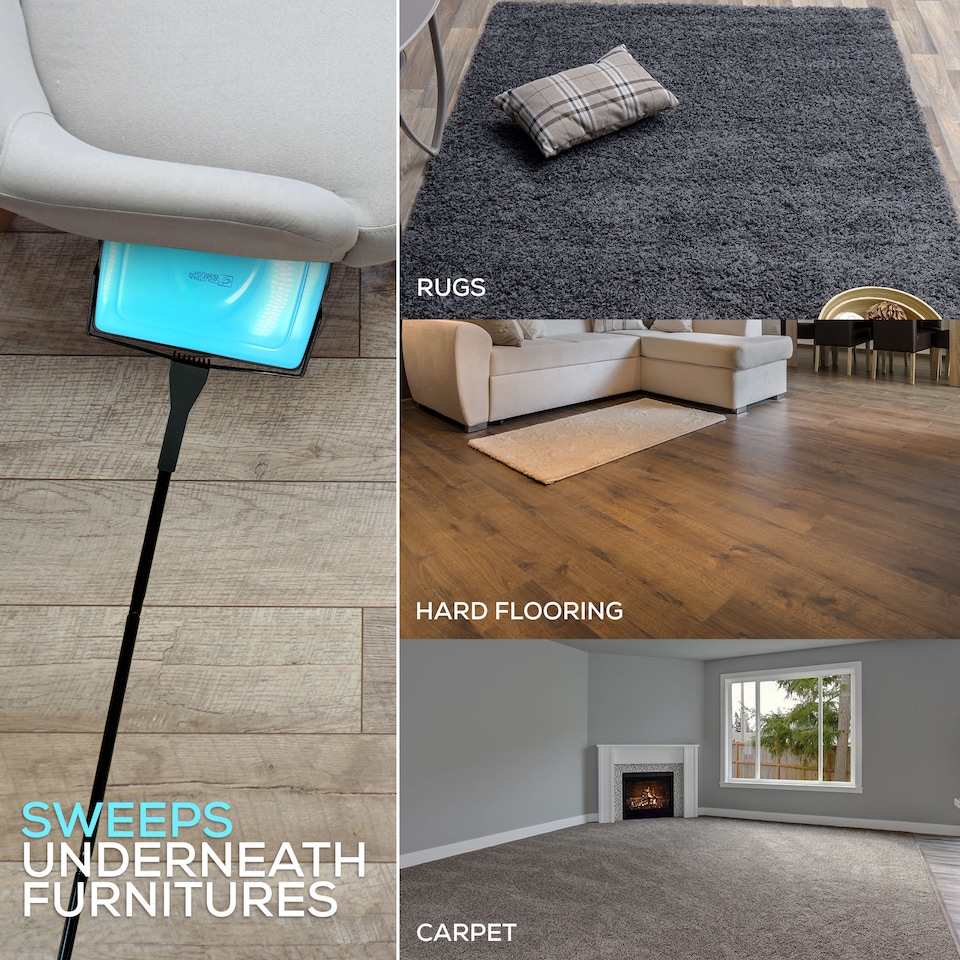 image 1 of Manual Carpet Sweeper with Detachable Cleaning Comb Cordless Carpet & Rug Cleaner for Efficient Floor Cleaning