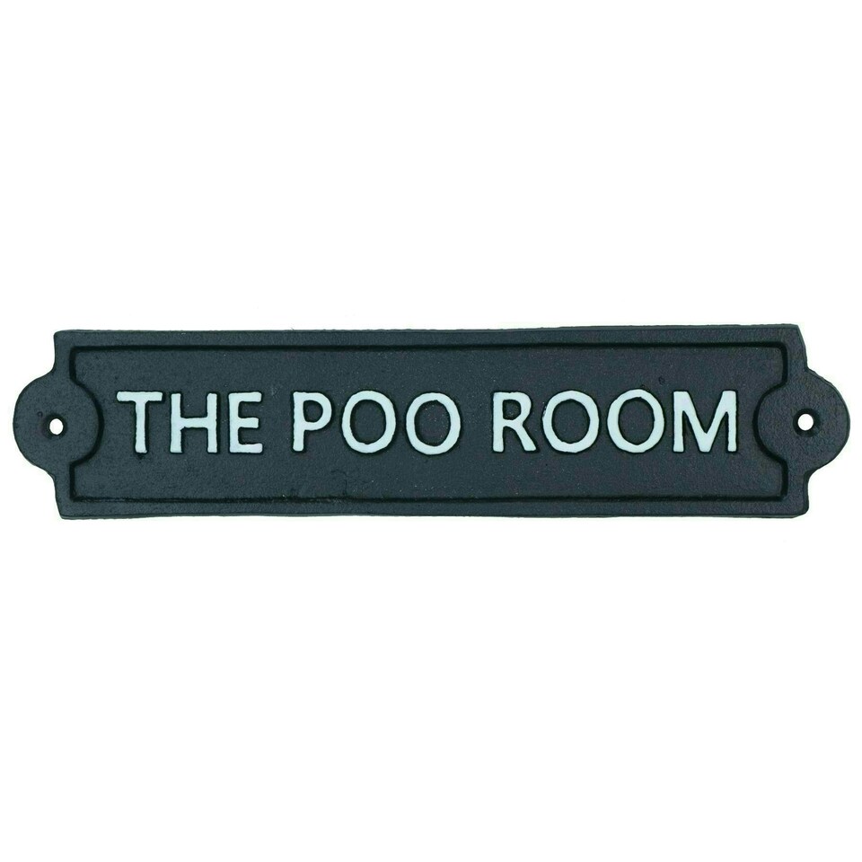 image 1 of The Poo Room Toilet Cast Iron Sign Plaque Wall Door House Cafe Shop Pub Bar