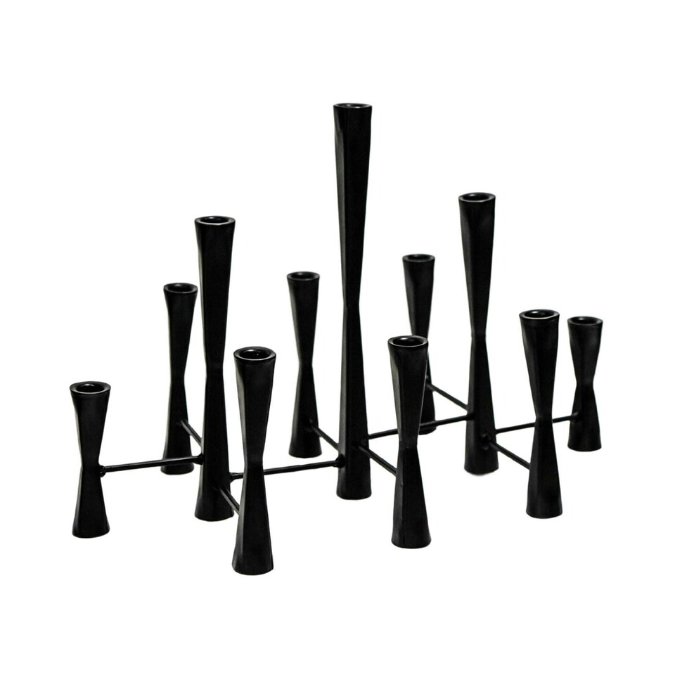image 1 of Parker 11 Piece Candle Centerpiece - Mild Steel - L27 x W51.5 x H42 cm - Black | Black | 1