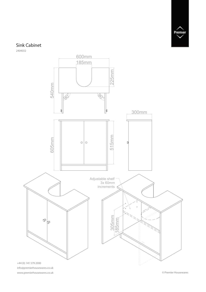 image 1 of Portland Oak Veneer Under Sink Cabinet | Cream
