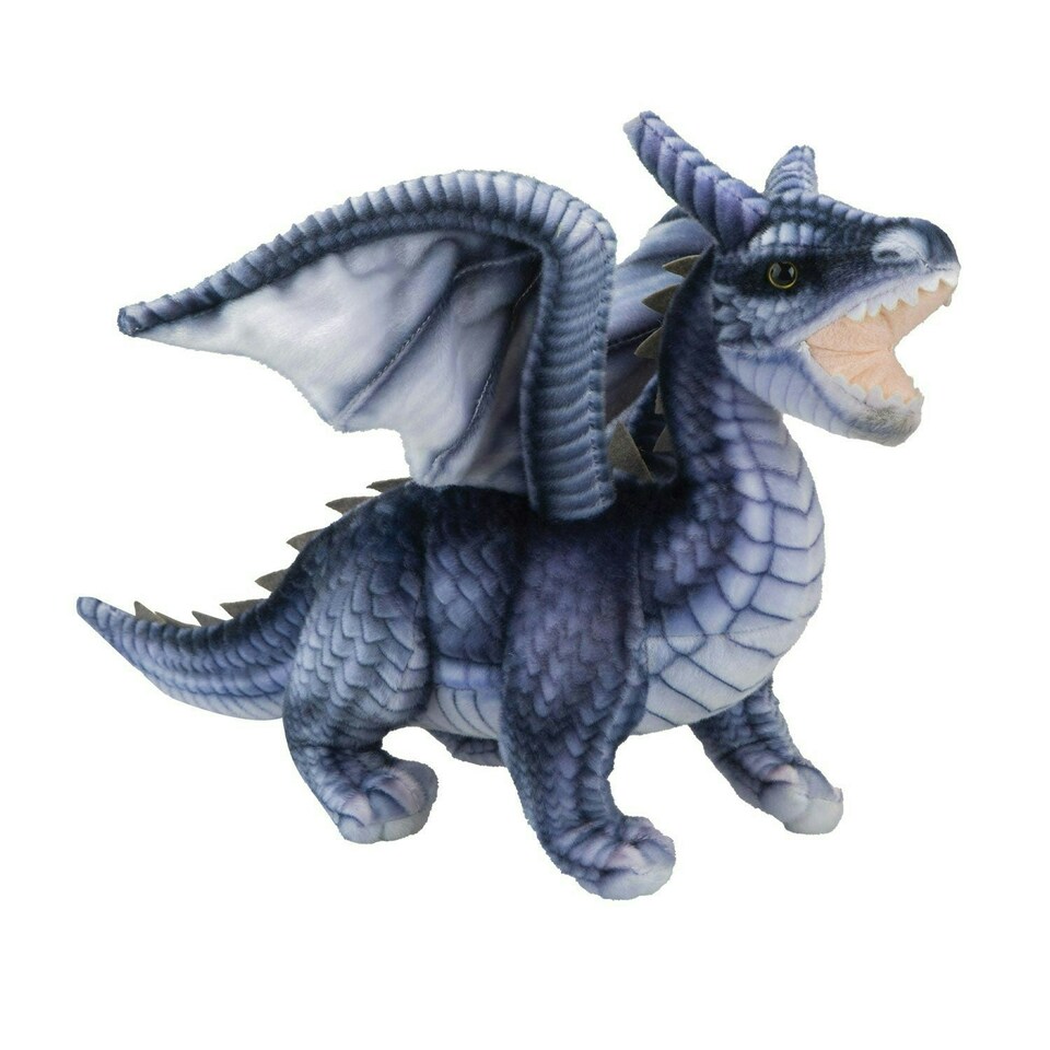 image 1 of Dragon Grey Soft Toy Realistic Looking Dragon Plushe Cuddly Fantasy 25cm Grey
