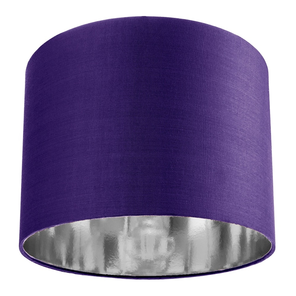image 1 of Contemporary Purple Cotton 12" Table/Pendant Lamp Shade with Shiny Silver Inner