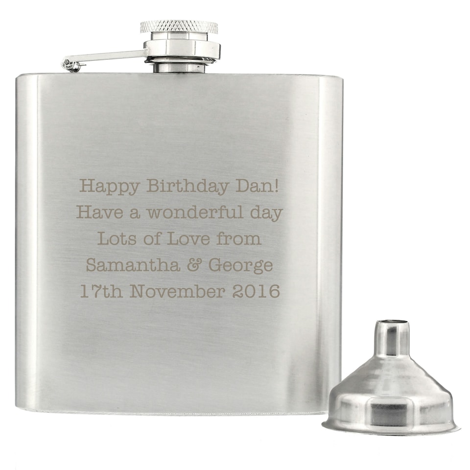 image 1 of Personalised Stainless Steel Hip Flask
