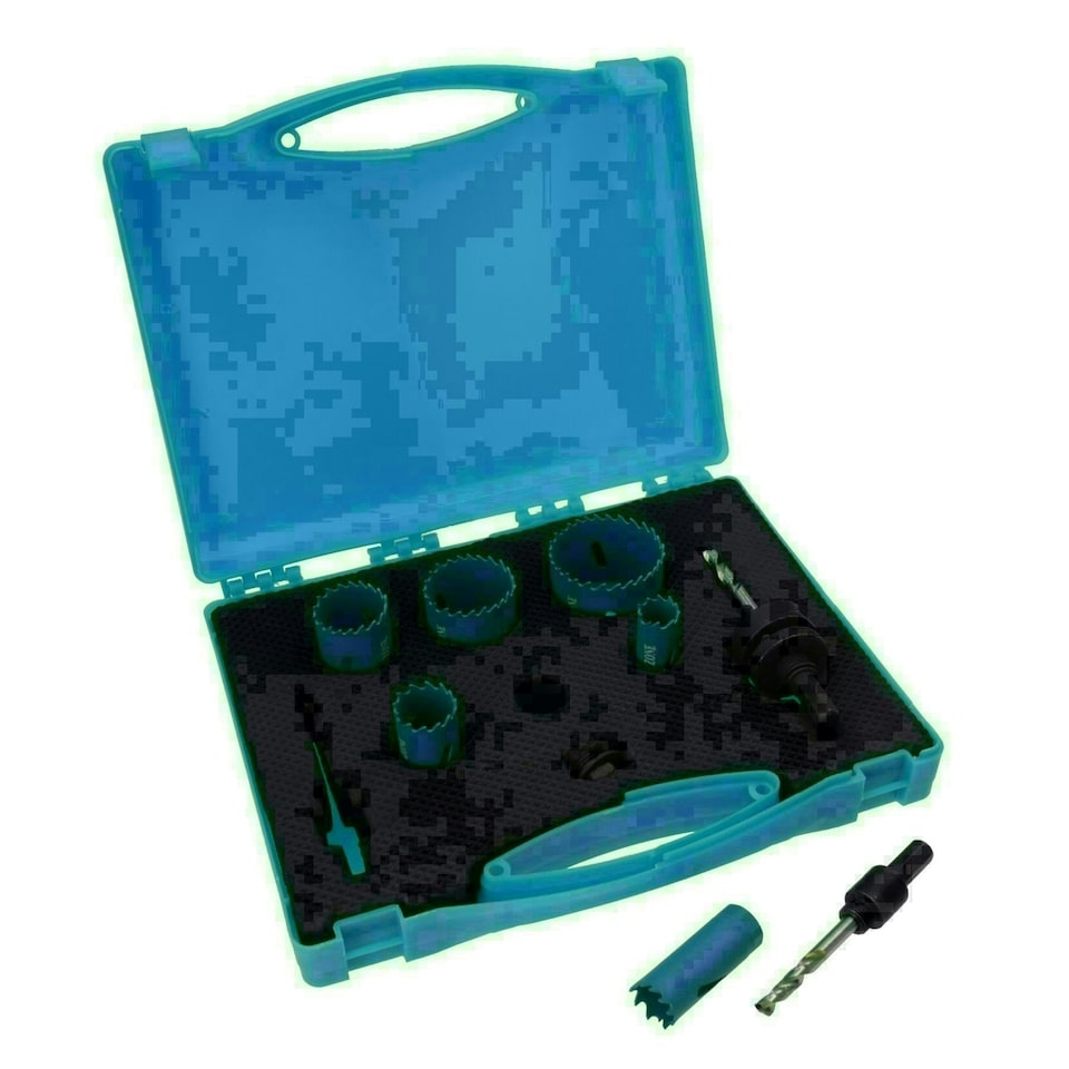 image 1 of HSS Bi-Metal Hole Saw Set Cutters Steel Aluminium Wood PVC 18mm - 51mm 9pc
