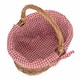 image 2 of Small Red Checked Lined Country Oval Wicker Shopping Basket | Red | Red Checked