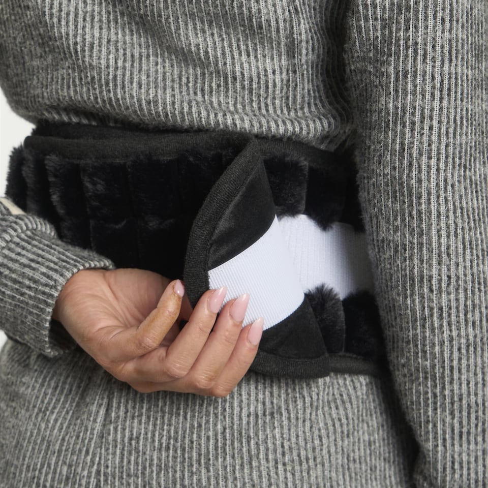 image 1 of OHS Ribbed Fleece Hot Water Bottle Belt Adjustable Heating Wrap | Black