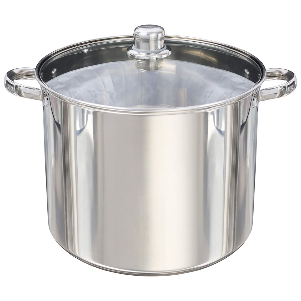 image 1 of Buckingham Deep Stock Pot Stainless Steel with Glass Lid 28 cm , 13.5 Litre