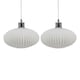 image 1 of Set of 2 Baton - White Ribbed Glass Easy Fit Pendant Shades | White | Medium | 2