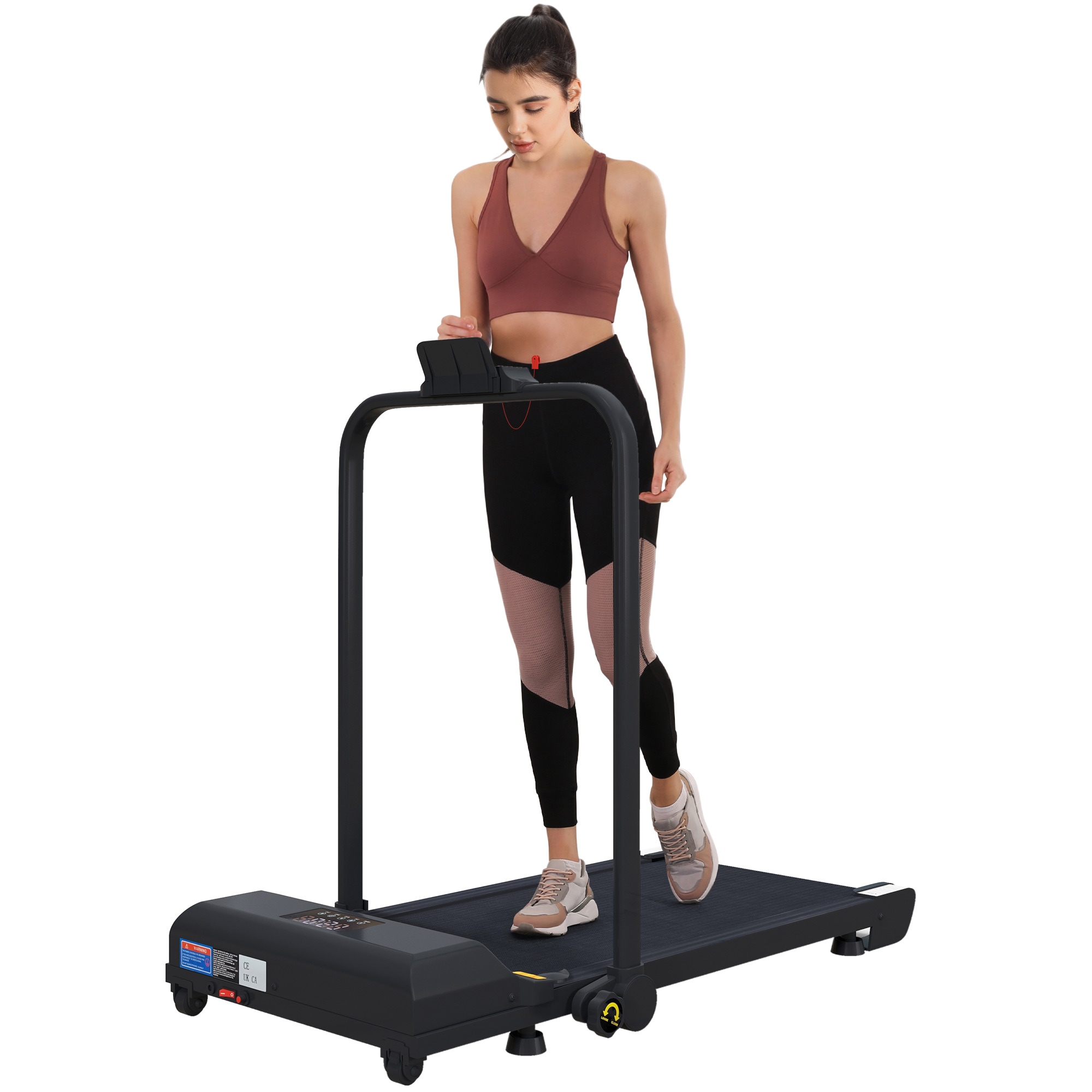 HOMCOM 2.5HP Folding Treadmill Walking Pad with Remote Control, 1-10km/h | Black | Black