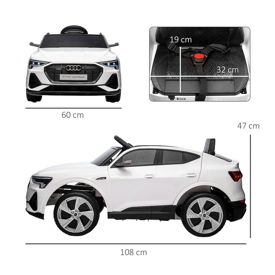 image 1 of HOMCOM 12V Kids Electric Ride-On Car/ w Remote Control, Lights, Music - White