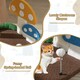 image 8 of COSTWAY Mushroom Cat Tree 4-In-1 Wooden Cat Activity Center