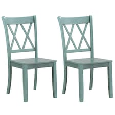 COSTWAY Set of 2 Dining Chairs Wooden Armless Chairs Green