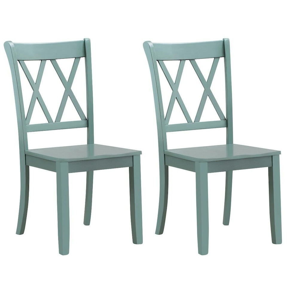 image 1 of COSTWAY Set of 2 Dining Chairs Wooden Armless Chairs Green