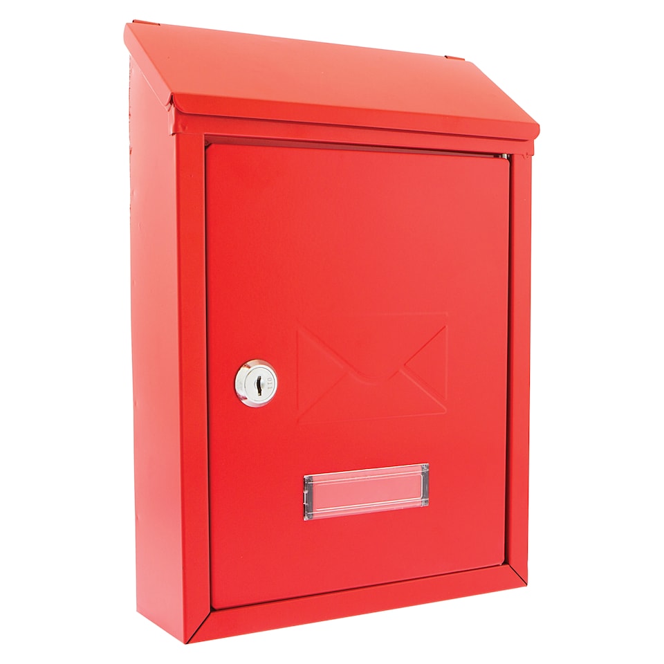 image 1 of Burg-Wachter Red Avon Dual Entry Wall Mounted Galvanised Steel Lockable Weatherproof Post Box - 21x30x7cm | Red | Red