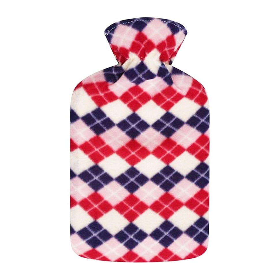 image 1 of K Collection Diamond 2L Hot Water Bottle And Cover (Pack of 2) | Red | Red/Purple | One Size | 1