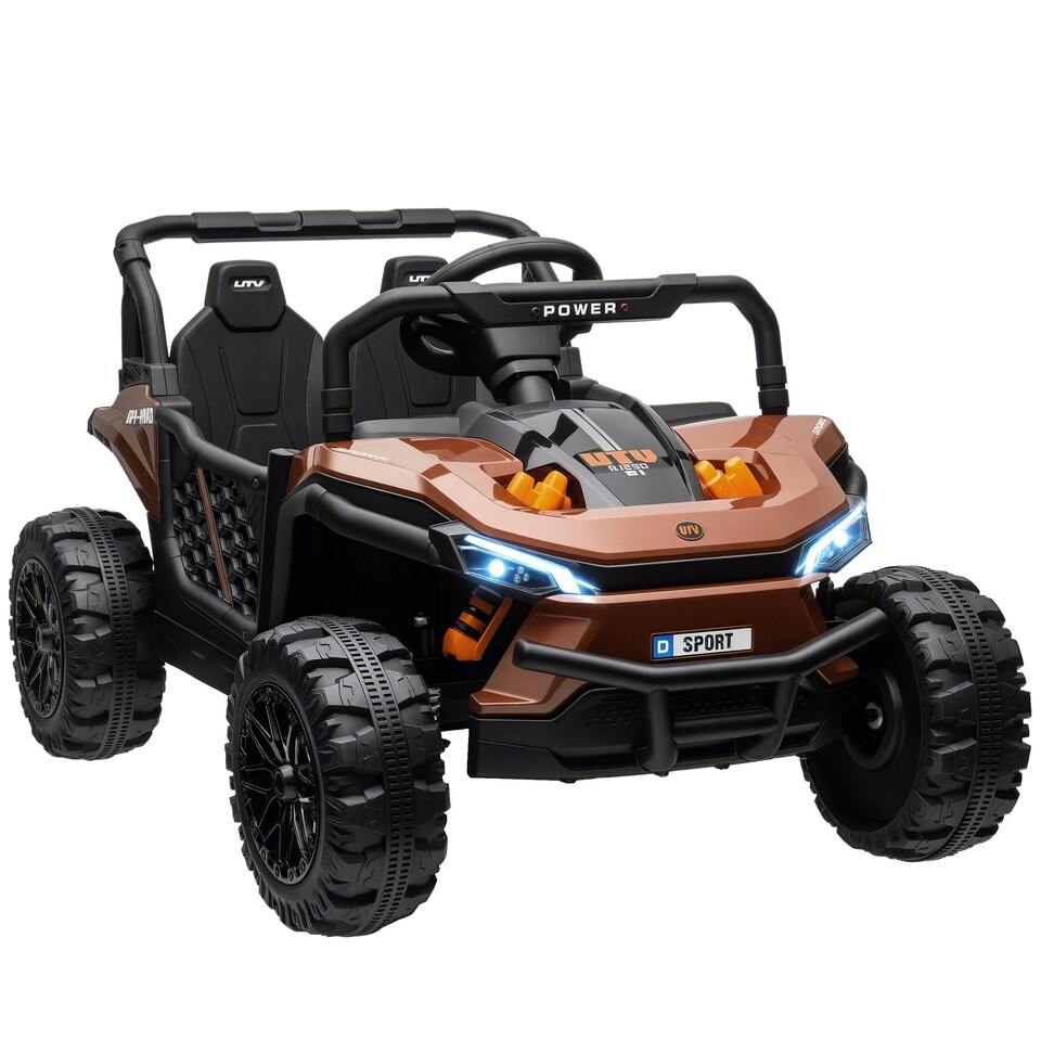 image 1 of AIYAPLAY Kids Ride on Car, 12V Electric Truck w/ Horn, Lights, USB, Brown