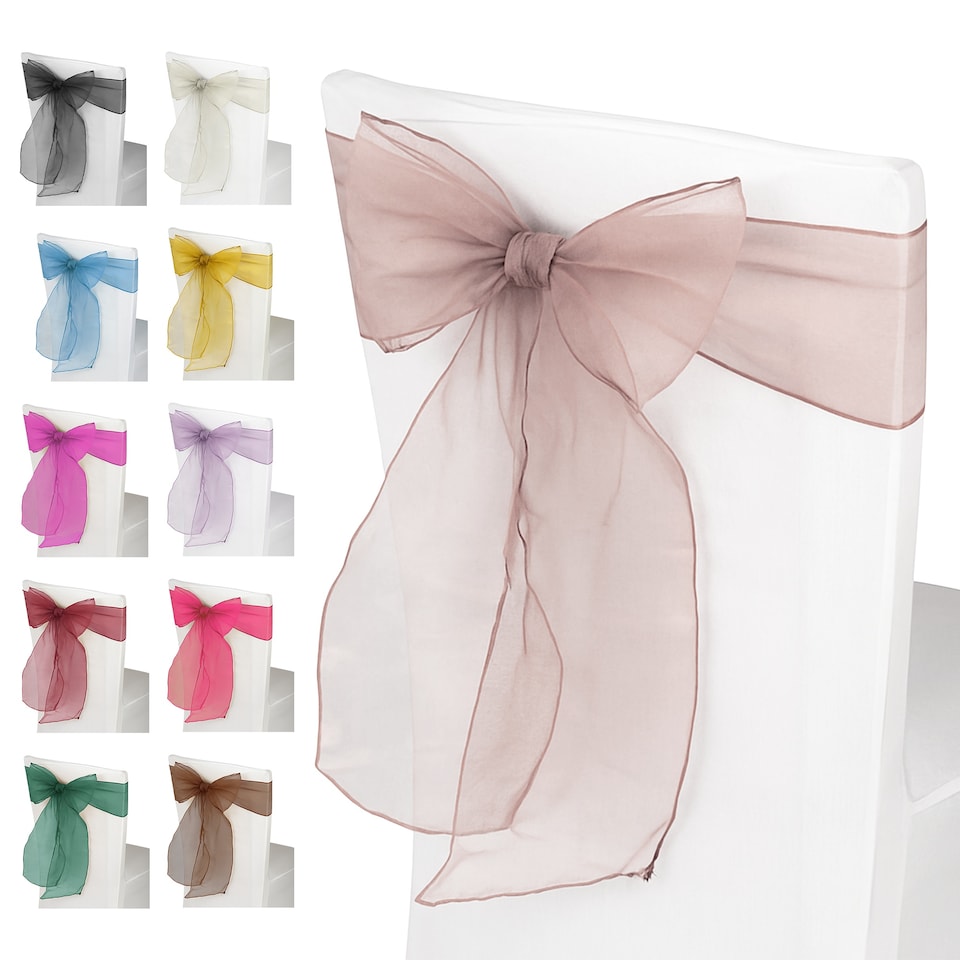 image 1 of 17 x 280cm Organza Chair Sashes, Sheer Sash Ties - 1pc