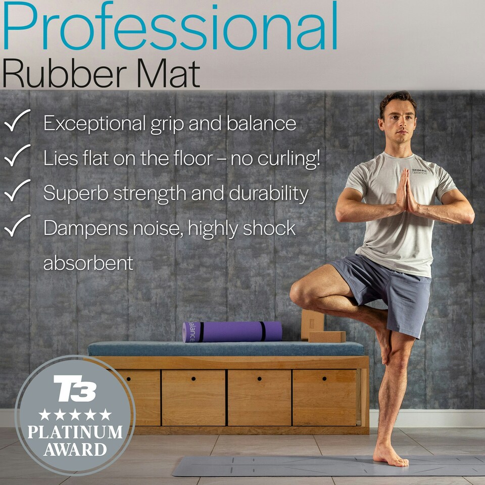 image 1 of Rubber Alignment Yoga Mat (4mm Thick) - Grey